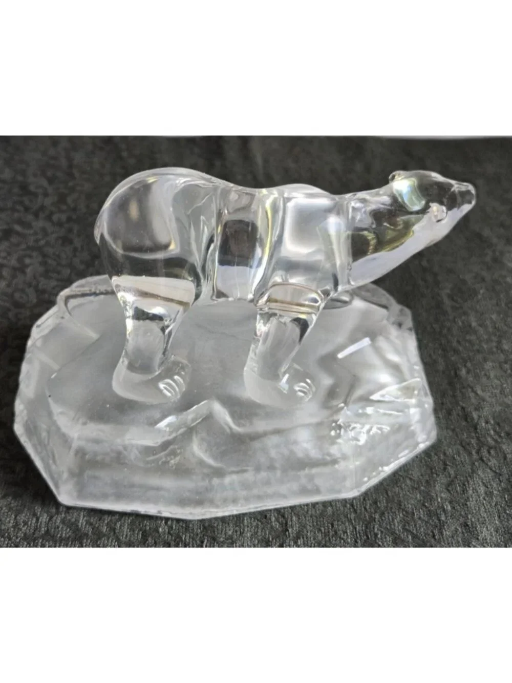 Vintage 1980s 24% Cristal D'Arques France Lead Crystal Polar Bear On Iceberg